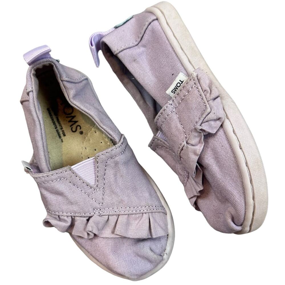 Tiny Toms Purple Ruffle Slip On Sneakers Baby Toddler Girls 7 Shoes